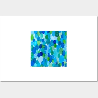 Aqua and Turquoise Watercolor Bubbles Posters and Art